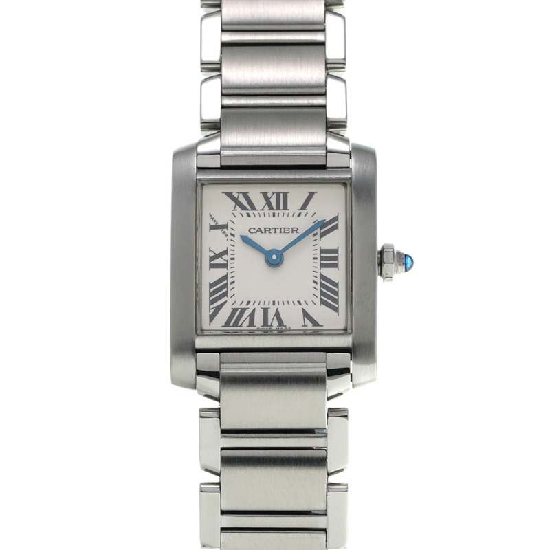 卡地亞 Tank Française SM W51008Q3 銀色女款石英腕錶（二手）- Ginzo-1