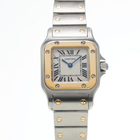 卡地亞 Santos Galbee SM W20012C4 象牙色女款石英腕錶（二手）- Ginzo