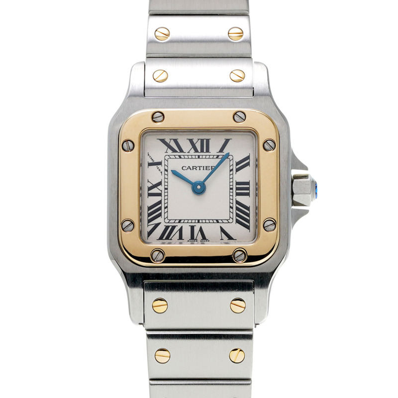 卡地亞 Santos Galbee SM W20012C4 象牙色女款石英腕錶（二手）- Ginzo-1