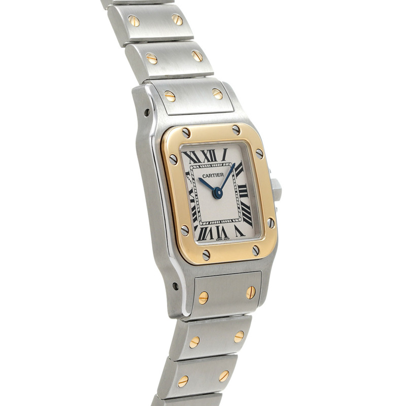 卡地亞 Santos Galbee SM W20012C4 象牙色女款石英腕錶（二手）- Ginzo-3