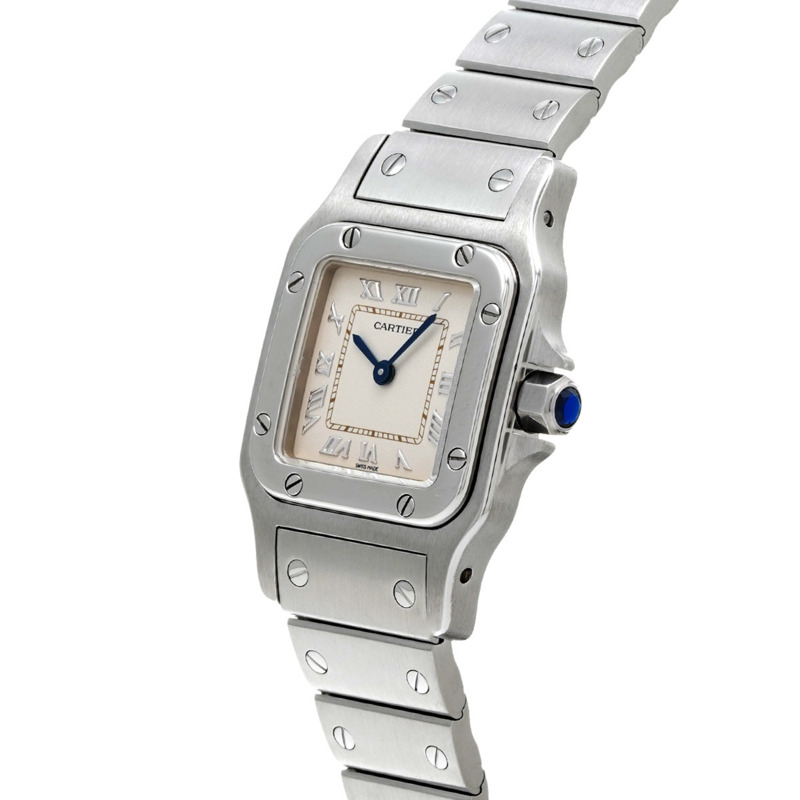 卡地亞 Santos Galbee SM W20024D6 象牙色女士石英腕錶（二手）- Ginzo-2