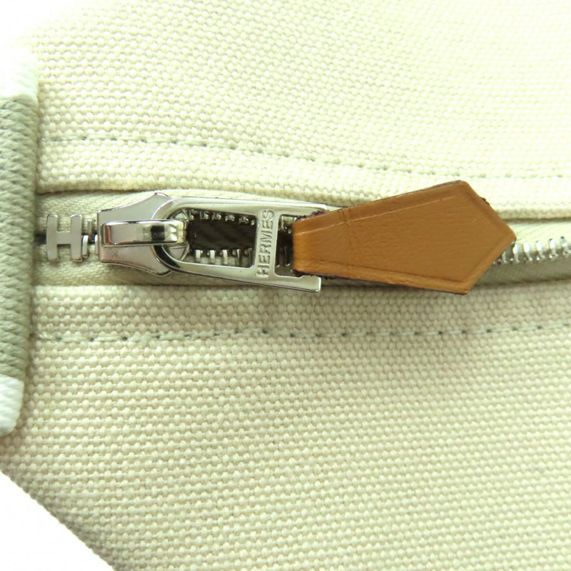 愛馬仕 (HERMES) Bride-à-Brac GM 100% 純棉 H Logo Sellier 連結手提包/手拿包，象牙色，法國製造，女士款-9