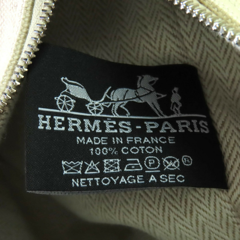 愛馬仕 (HERMES) Bride-à-Brac GM 100% 純棉 H Logo Sellier 連結手提包/手拿包，象牙色，法國製造，女士款-10