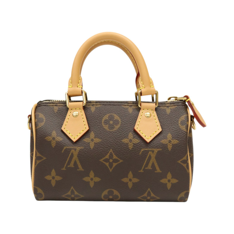棕色 原花帆布 Nano Speedy 肩背包【LOUIS VUITTON LV 路易威登】 M81085-1