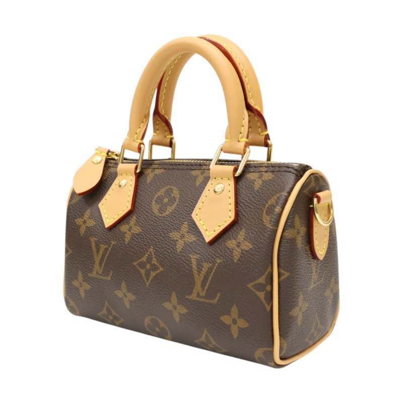 棕色 原花帆布 Nano Speedy 肩背包【LOUIS VUITTON LV 路易威登】 M81085-2