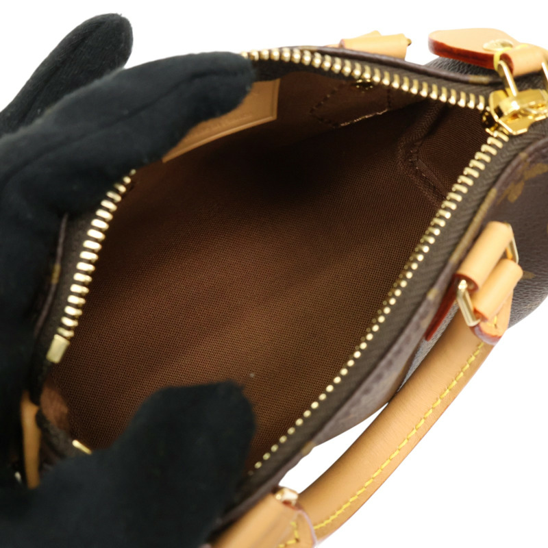棕色 原花帆布 Nano Speedy 肩背包【LOUIS VUITTON LV 路易威登】 M81085-4