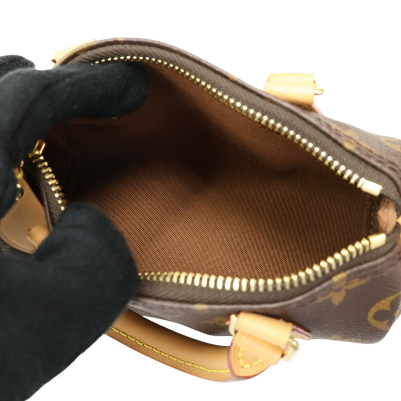 棕色 原花帆布 Nano Speedy 肩背包【LOUIS VUITTON LV 路易威登】 M81085-5