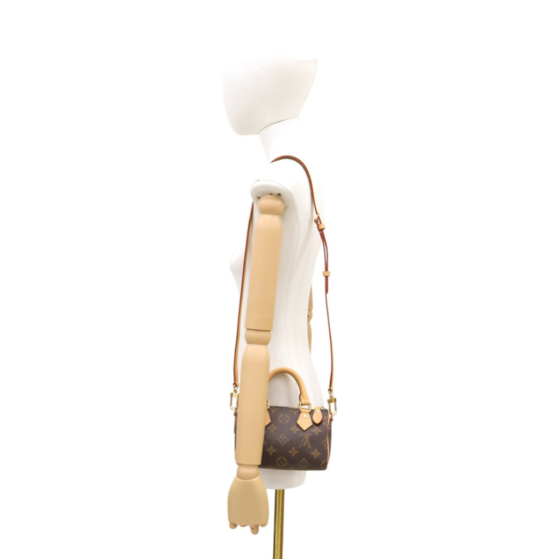 棕色 原花帆布 Nano Speedy 肩背包【LOUIS VUITTON LV 路易威登】 M81085-8