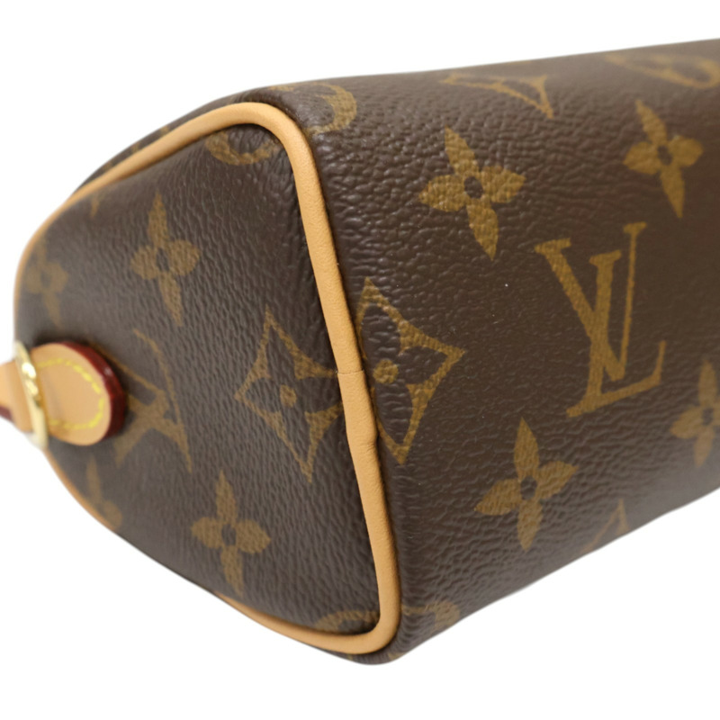 棕色 原花帆布 Nano Speedy 肩背包【LOUIS VUITTON LV 路易威登】 M81085-10