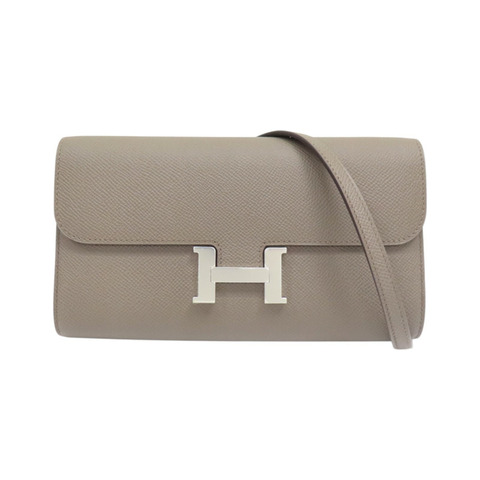 錫器灰 Epsom牛皮 Constance To Go Wallet 肩背包 K刻 銀扣【HERMES 愛馬仕】 H080125CK8F