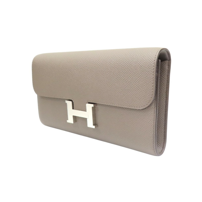 錫器灰 Epsom牛皮 Constance To Go Wallet 肩背包 K刻 銀扣【HERMES 愛馬仕】 H080125CK8F-2