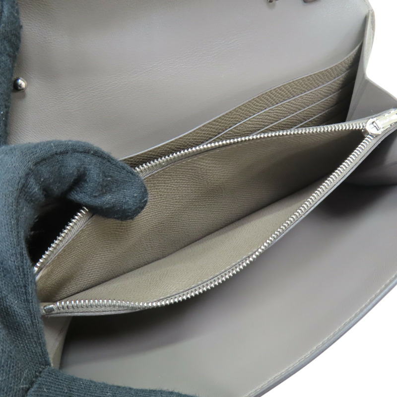 錫器灰 Epsom牛皮 Constance To Go Wallet 肩背包 K刻 銀扣【HERMES 愛馬仕】 H080125CK8F-5