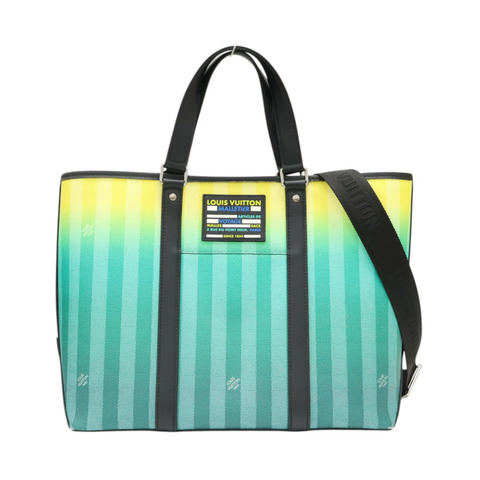 綠色 棋盤Stripe帆布 Weekend Tote 兩用包【LOUIS VUITTON LV 路易威登】 M59919