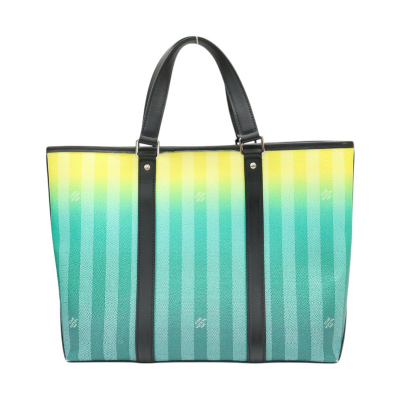 綠色 棋盤Stripe帆布 Weekend Tote 兩用包【LOUIS VUITTON LV 路易威登】 M59919-1
