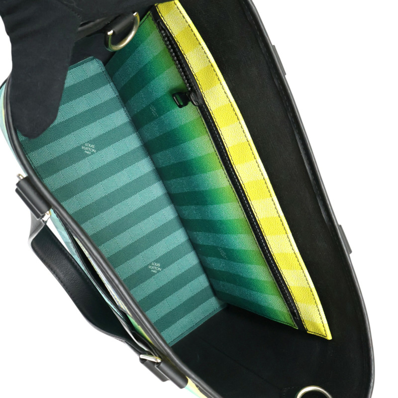綠色 棋盤Stripe帆布 Weekend Tote 兩用包【LOUIS VUITTON LV 路易威登】 M59919-4