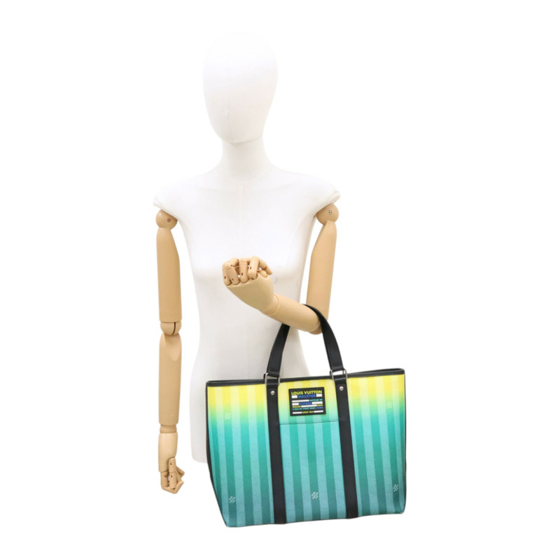 綠色 棋盤Stripe帆布 Weekend Tote 兩用包【LOUIS VUITTON LV 路易威登】 M59919-7