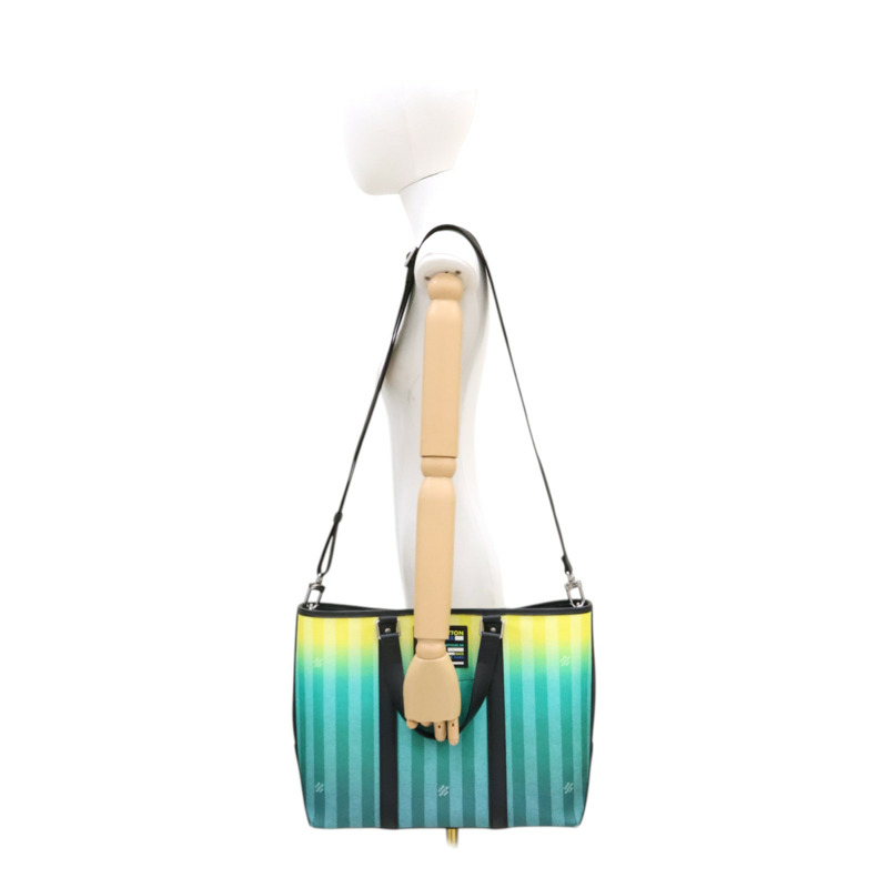 綠色 棋盤Stripe帆布 Weekend Tote 兩用包【LOUIS VUITTON LV 路易威登】 M59919-8