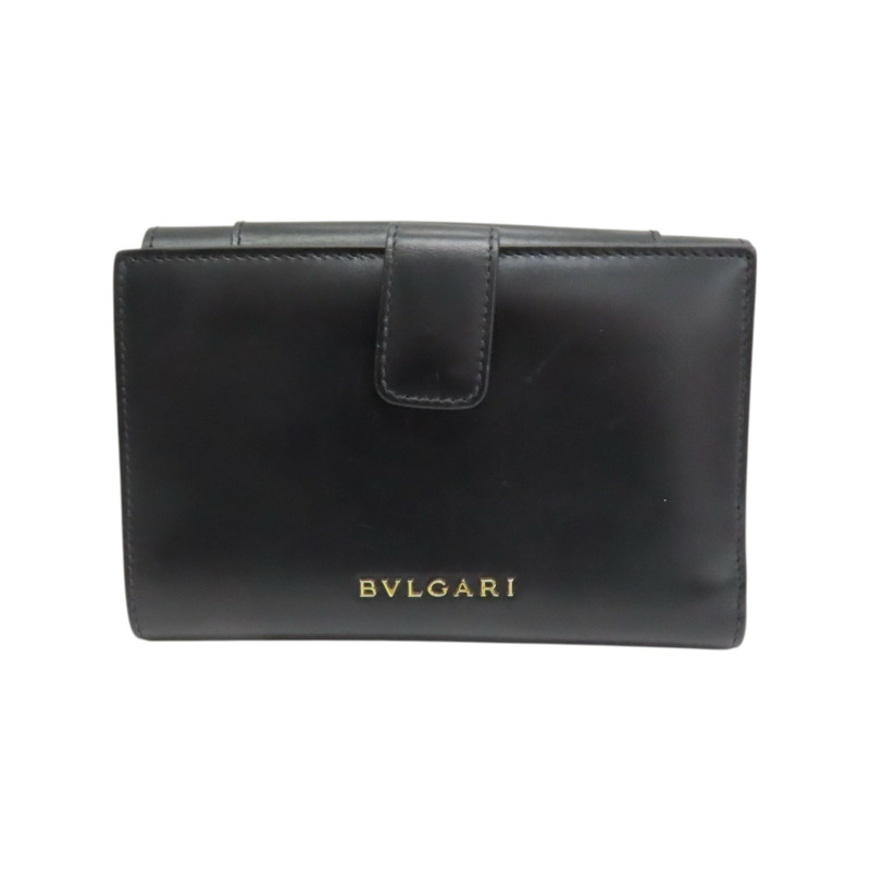 黑/綠色 牛皮 Serpenti Forever 扣式中夾 294606【BVLGARI 寶格麗】 294606-1