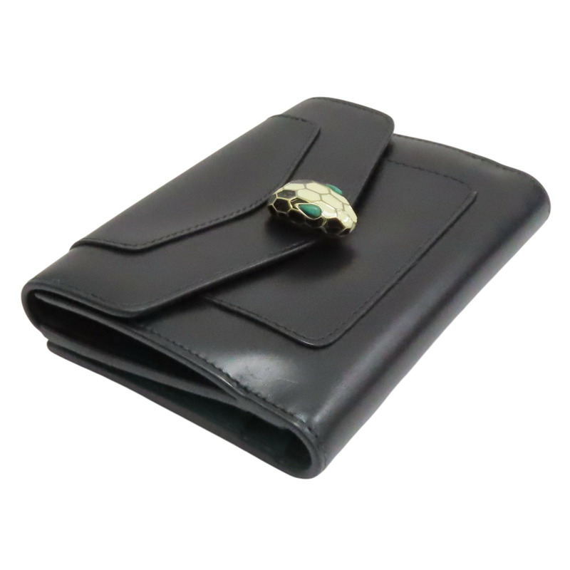 黑/綠色 牛皮 Serpenti Forever 扣式中夾 294606【BVLGARI 寶格麗】 294606-2