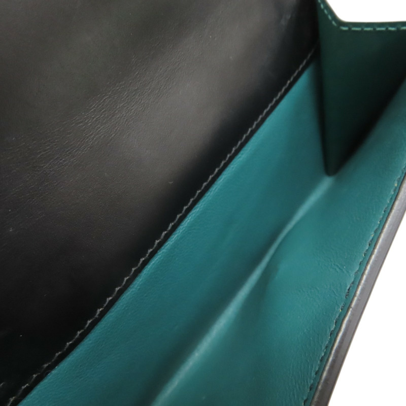 黑/綠色 牛皮 Serpenti Forever 扣式中夾 294606【BVLGARI 寶格麗】 294606-6