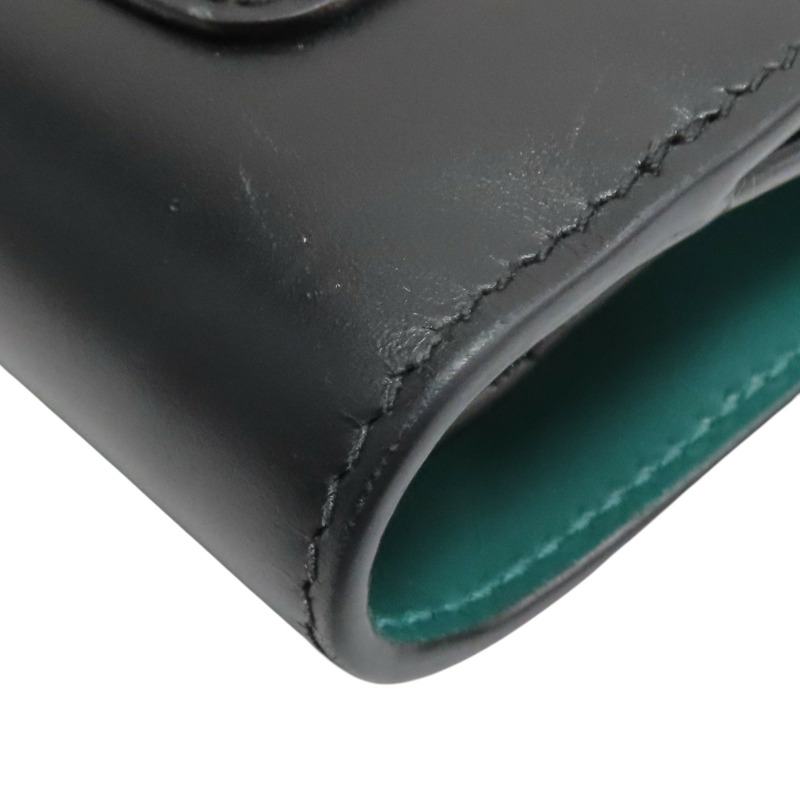 黑/綠色 牛皮 Serpenti Forever 扣式中夾 294606【BVLGARI 寶格麗】 294606-12