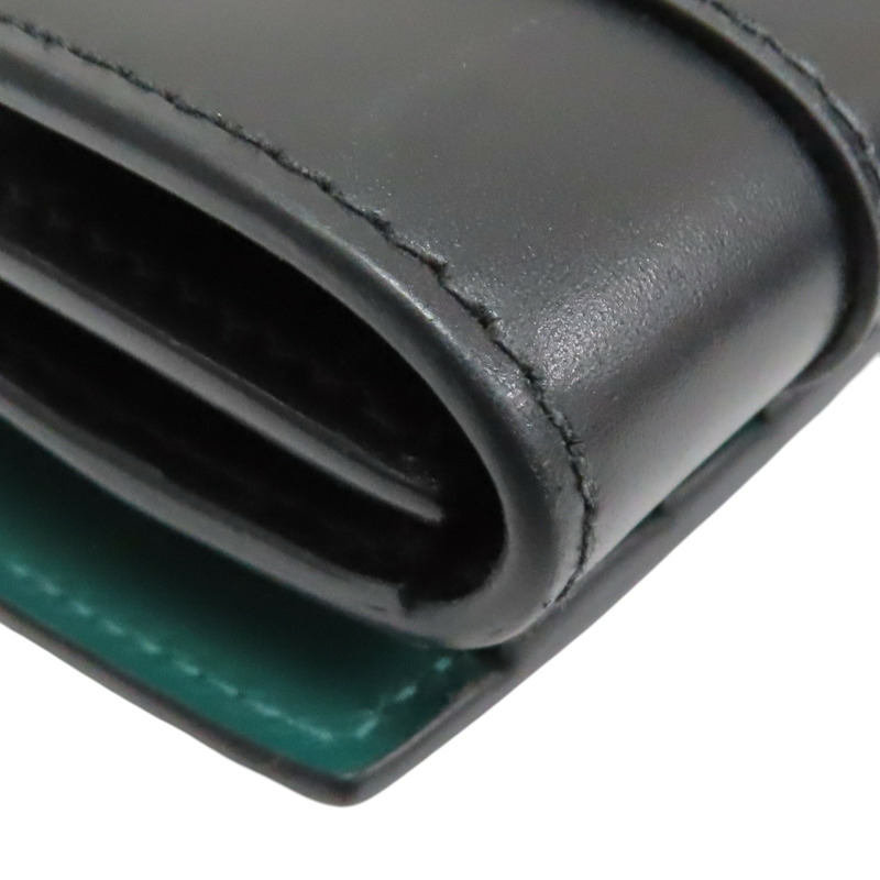 黑/綠色 牛皮 Serpenti Forever 扣式中夾 294606【BVLGARI 寶格麗】 294606-15