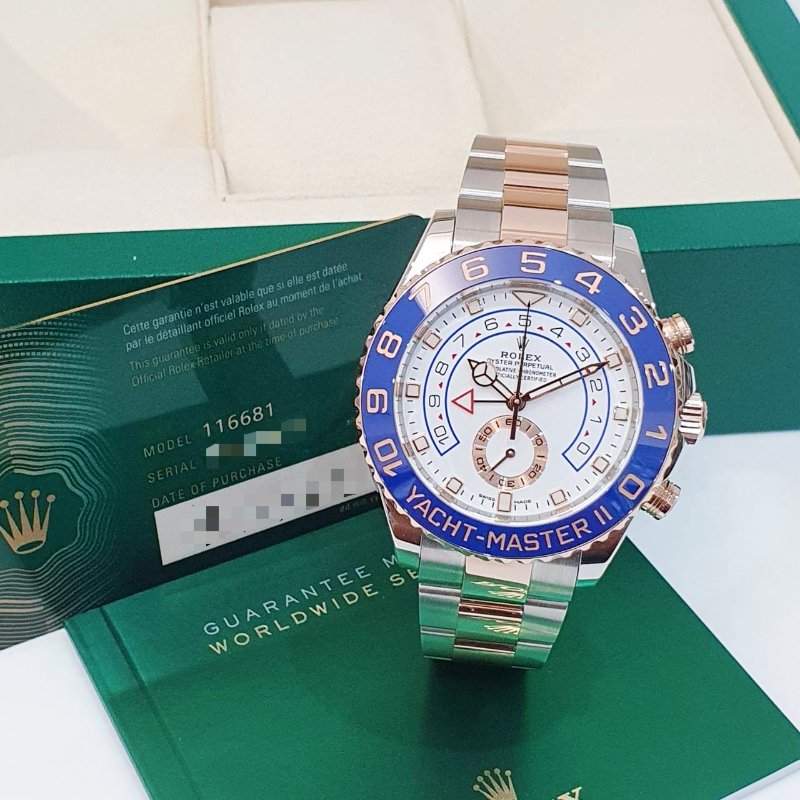 【大眾名錶】ROLEX 勞力士 116681 Yacht-Master II 18K玫瑰半金 玫瑰金大遊艇 2021/09 大眾名錶B1225-1