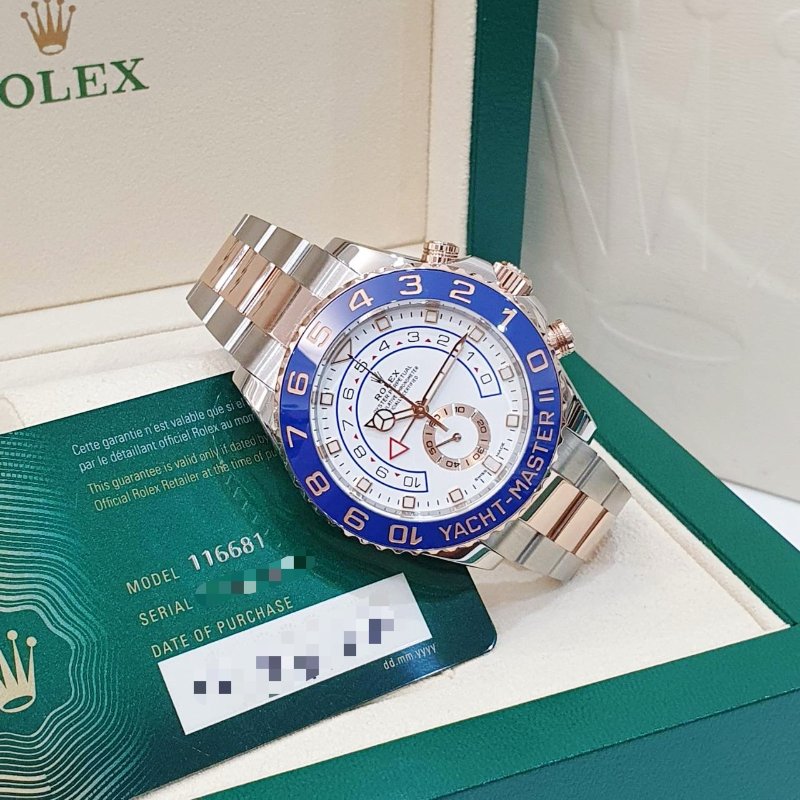 【大眾名錶】ROLEX 勞力士 116681 Yacht-Master II 18K玫瑰半金 玫瑰金大遊艇 2021/09 大眾名錶B1225-2