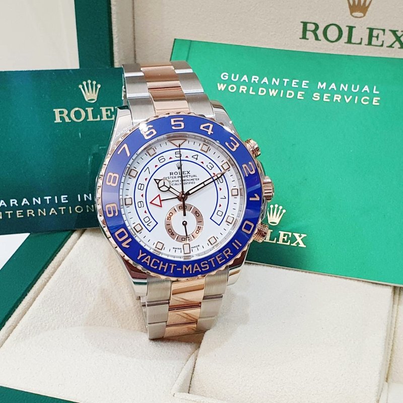 【大眾名錶】ROLEX 勞力士 116681 Yacht-Master II 18K玫瑰半金 玫瑰金大遊艇 2021/09 大眾名錶B1225-3