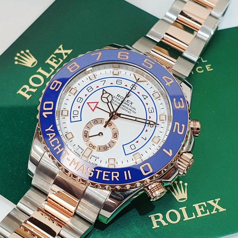 【大眾名錶】ROLEX 勞力士 116681 Yacht-Master II 18K玫瑰半金 玫瑰金大遊艇 2021/09 大眾名錶B1225-8