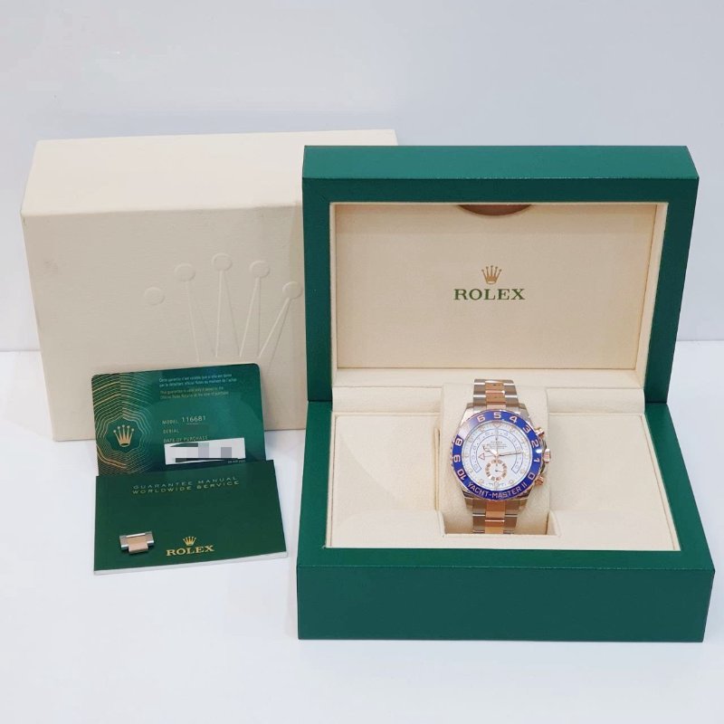 【大眾名錶】ROLEX 勞力士 116681 Yacht-Master II 18K玫瑰半金 玫瑰金大遊艇 2021/09 大眾名錶B1225-9