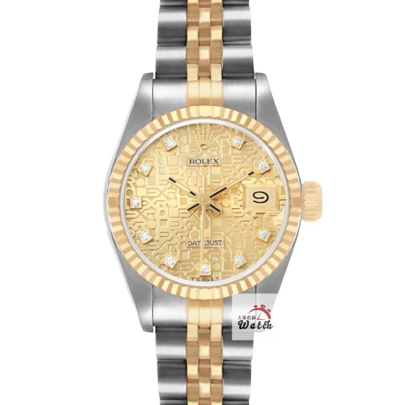 【大眾名錶】ROLEX 勞力士 69173 Datejust 半金女錶 紀念金十鑽面盤 台灣AD 大眾名錶B1226-0