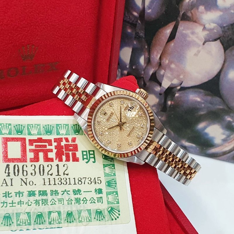 【大眾名錶】ROLEX 勞力士 69173 Datejust 半金女錶 紀念金十鑽面盤 台灣AD 大眾名錶B1226-1