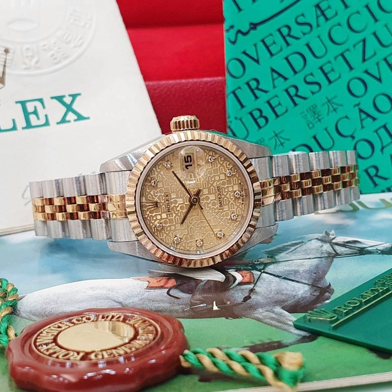 【大眾名錶】ROLEX 勞力士 69173 Datejust 半金女錶 紀念金十鑽面盤 台灣AD 大眾名錶B1226-3