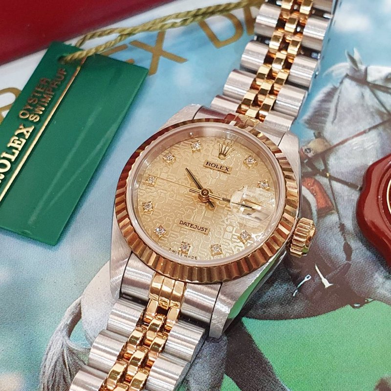 【大眾名錶】ROLEX 勞力士 69173 Datejust 半金女錶 紀念金十鑽面盤 台灣AD 大眾名錶B1226-8