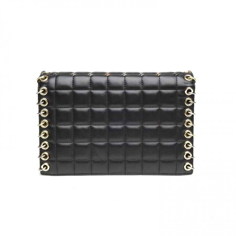 CHANEL 黑色羊皮23開金扣雙C滿Logowoc鏈條包-2