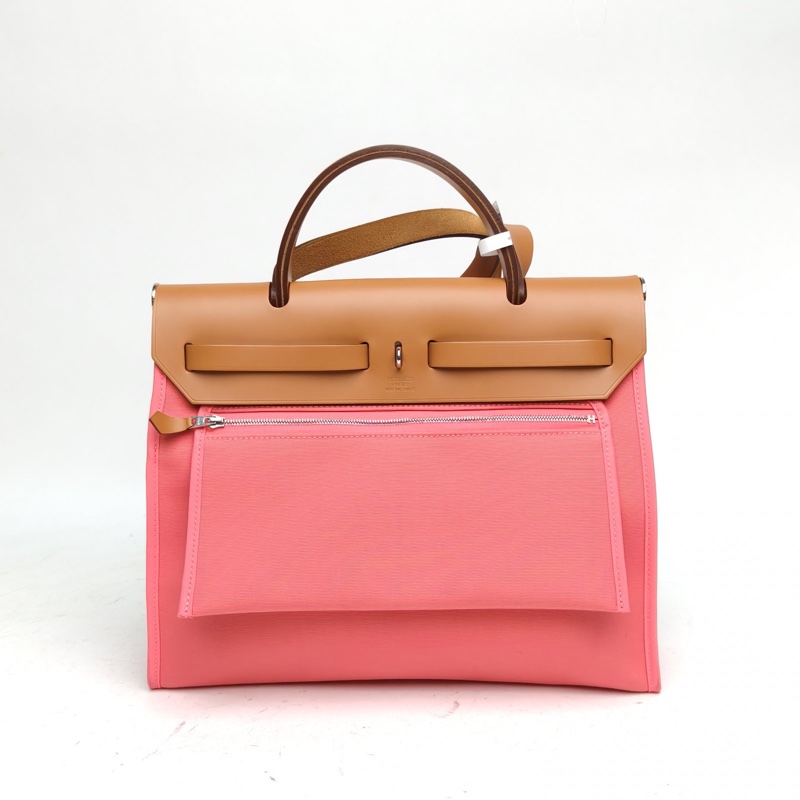 HERMES Herbag31新唇膏粉帆布/牛皮A刻銀扣-2