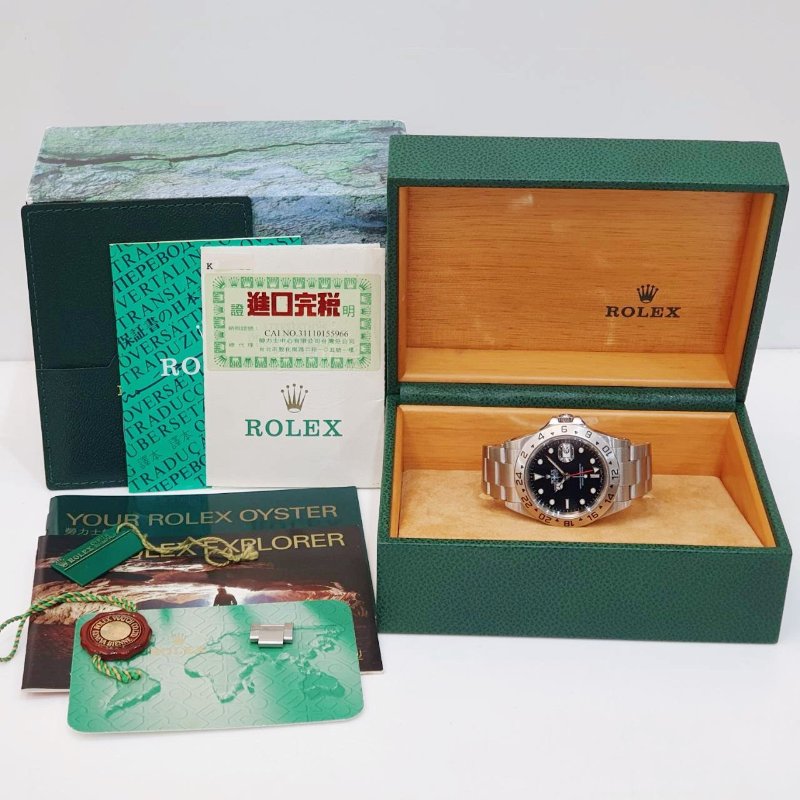 【大眾名錶】ROLEX 勞力士 16570 Explorer ll 探險家二號 黑面紅針 2002/04全配 台灣AD 大眾名錶B1227-9