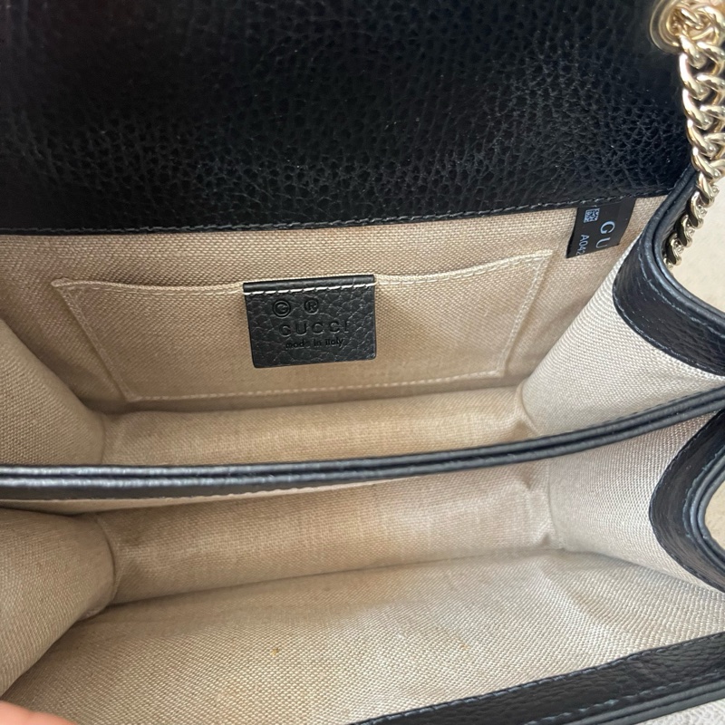 Gucci風琴包 黑色 小號 牛皮 金扣 金色鏈條肩帶-5