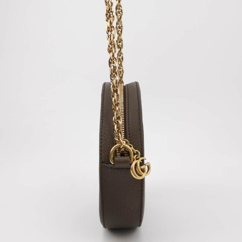 Gucci Ophidia迷你牛皮帆布GG老花條紋雙G斜 挎包肩背包-3