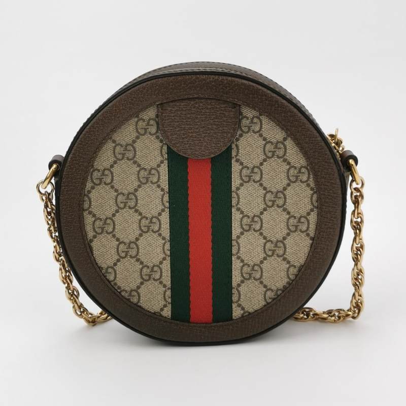 Gucci Ophidia迷你牛皮帆布GG老花條紋雙G斜 挎包肩背包-4