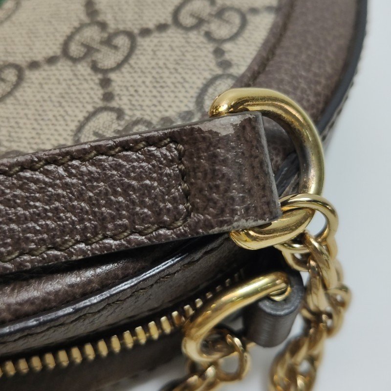 Gucci Ophidia迷你牛皮帆布GG老花條紋雙G斜 挎包肩背包-9