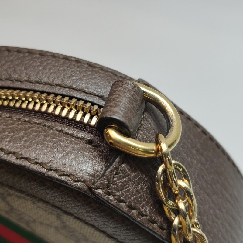 Gucci Ophidia迷你牛皮帆布GG老花條紋雙G斜 挎包肩背包-10