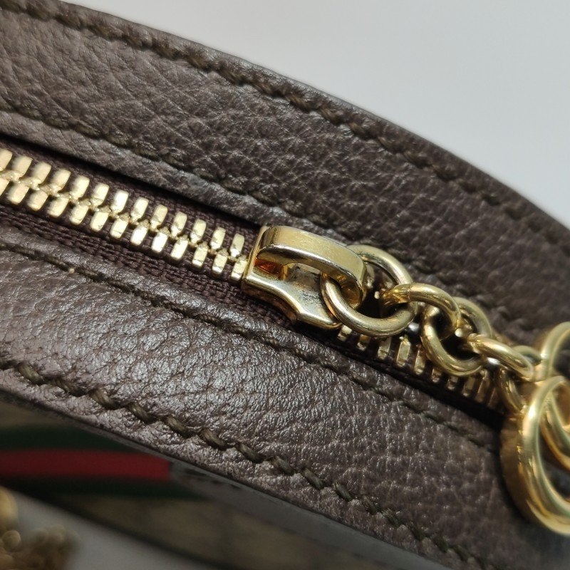 Gucci Ophidia迷你牛皮帆布GG老花條紋雙G斜 挎包肩背包-11