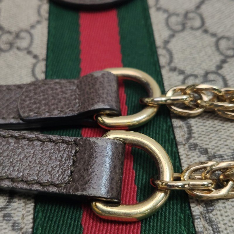 Gucci Ophidia迷你牛皮帆布GG老花條紋雙G斜 挎包肩背包-12