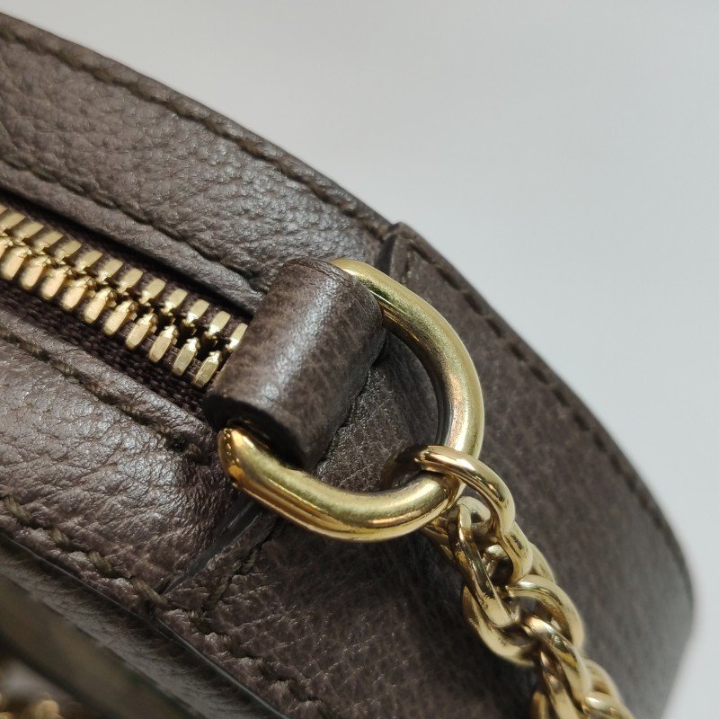 Gucci Ophidia迷你牛皮帆布GG老花條紋雙G斜 挎包肩背包-14