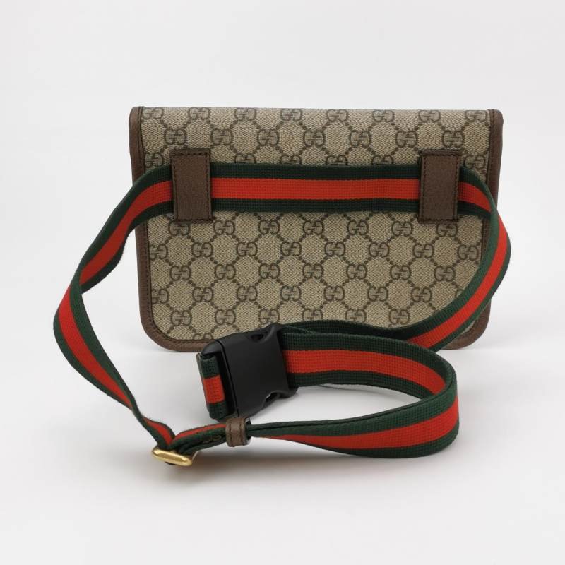 Gucci Neo Vintage牛皮GG老花虎頭Logo皮標腰 包胸包-4