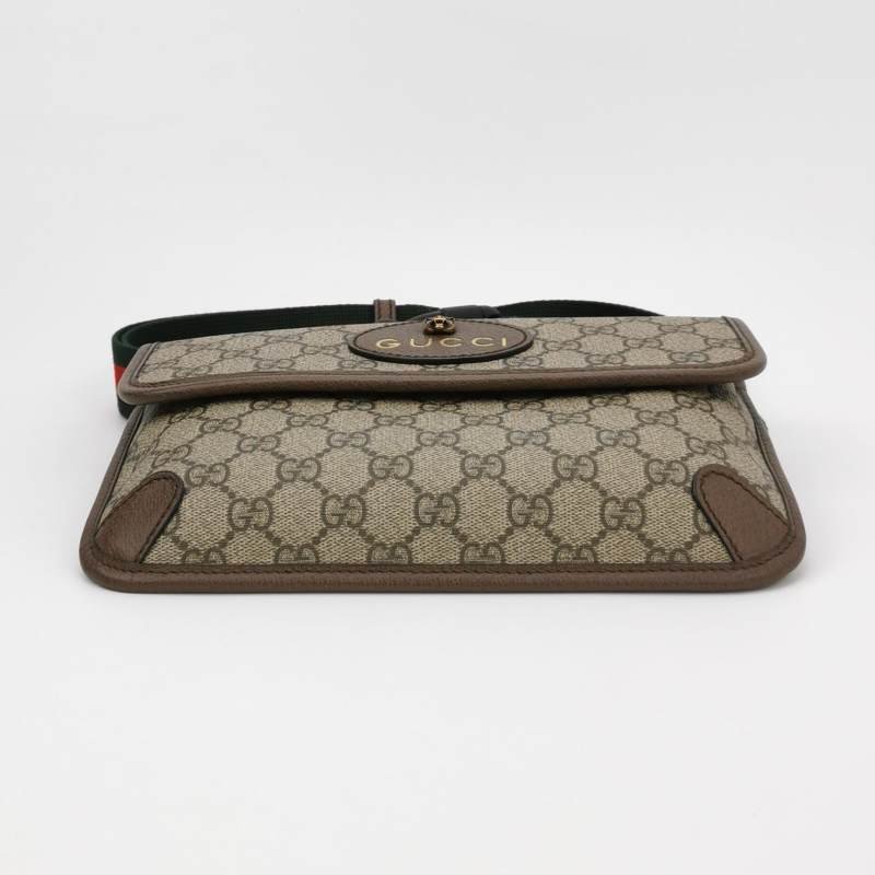 Gucci Neo Vintage牛皮GG老花虎頭Logo皮標腰 包胸包-5
