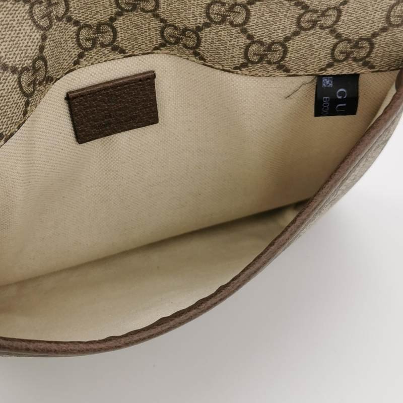 Gucci Neo Vintage牛皮GG老花虎頭Logo皮標腰 包胸包-6