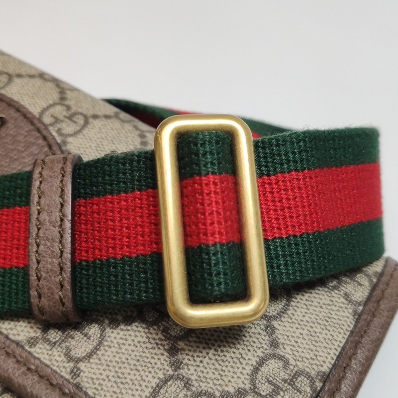 Gucci Neo Vintage牛皮GG老花虎頭Logo皮標腰 包胸包-9